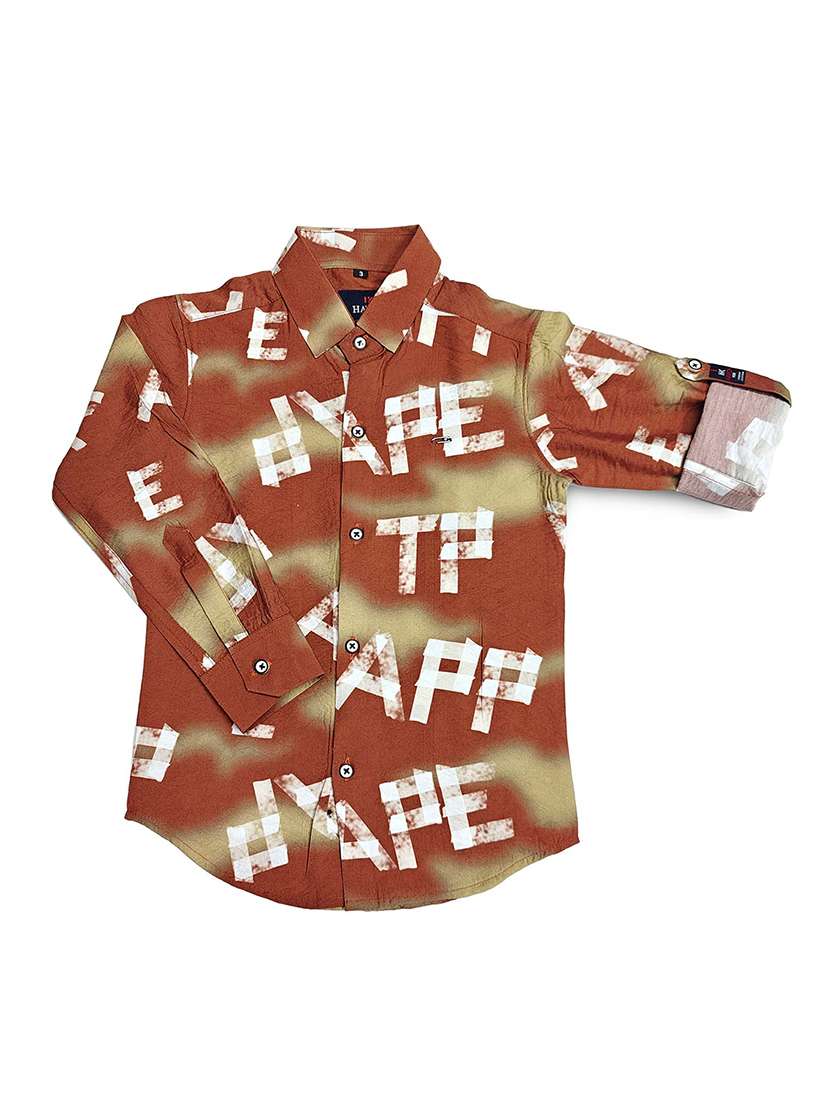 boys printed collared long sleeve shirt - 22072046 - Standard Image - 1