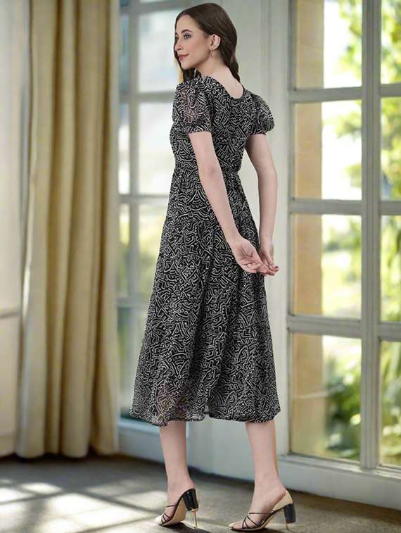 women printed flared sleeve tiered dress - 22072050 - Standard Image - 6