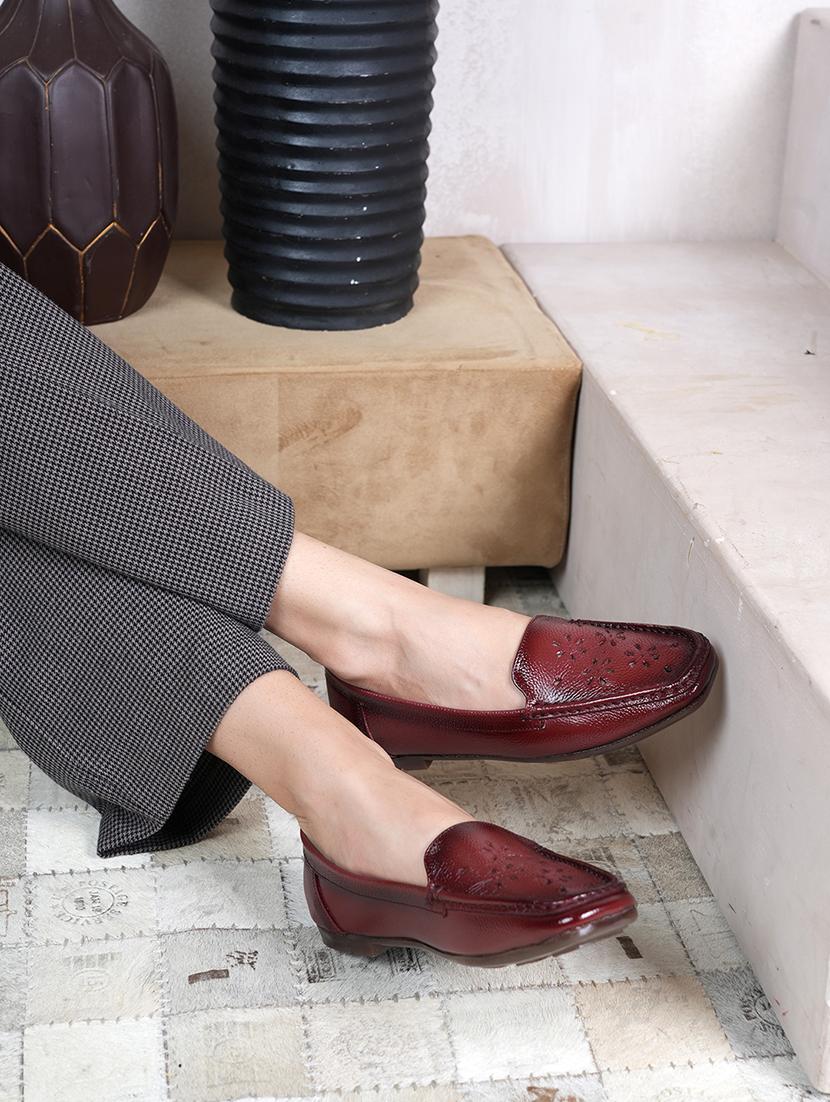 maroon leather ballerina - 22072118 - Standard Image - 1