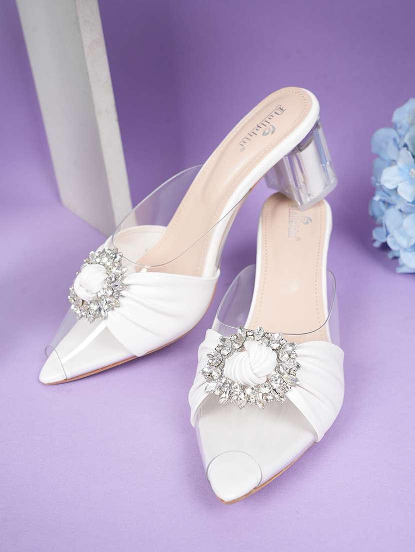 women embellished white slip on sandal - 22072129 - Zoom Image - 0