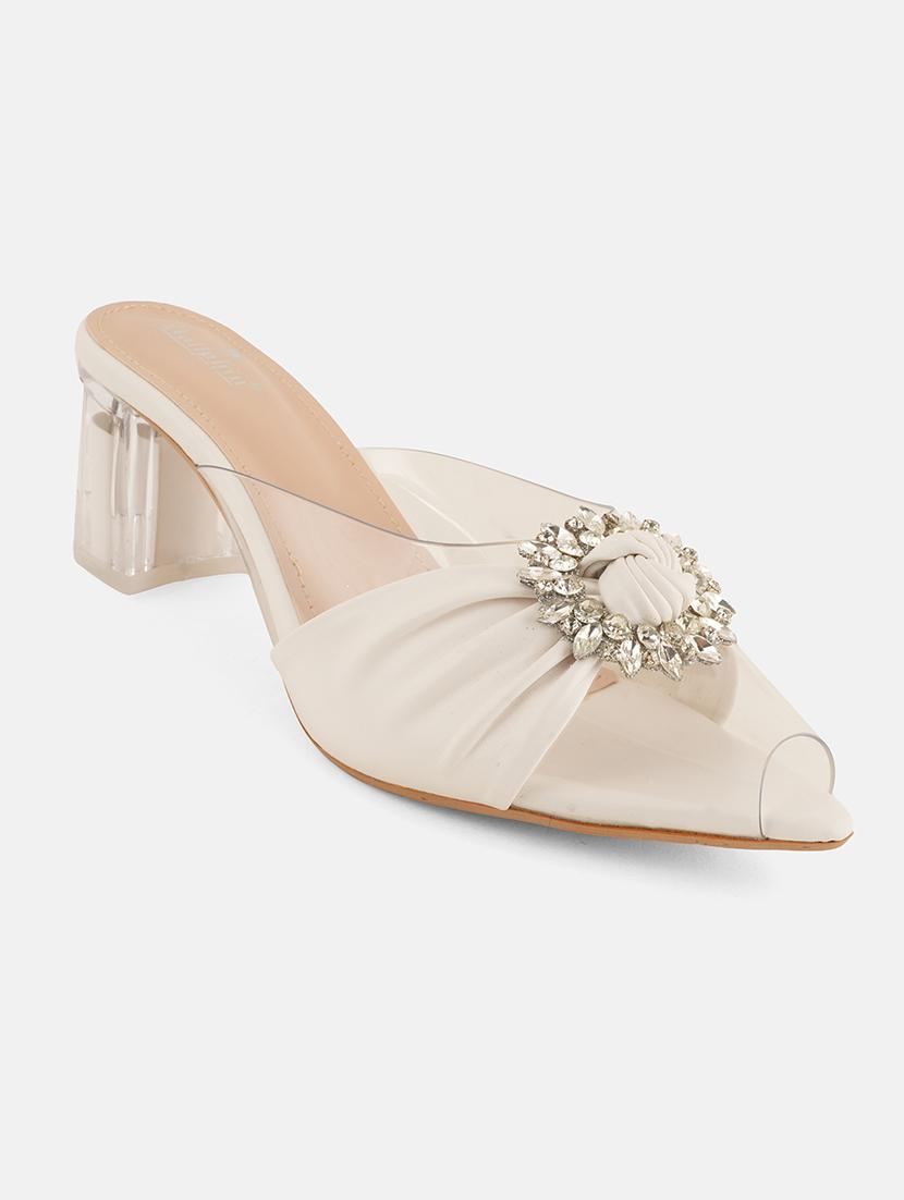 women embellished white slip on sandal - 22072129 - Standard Image - 4