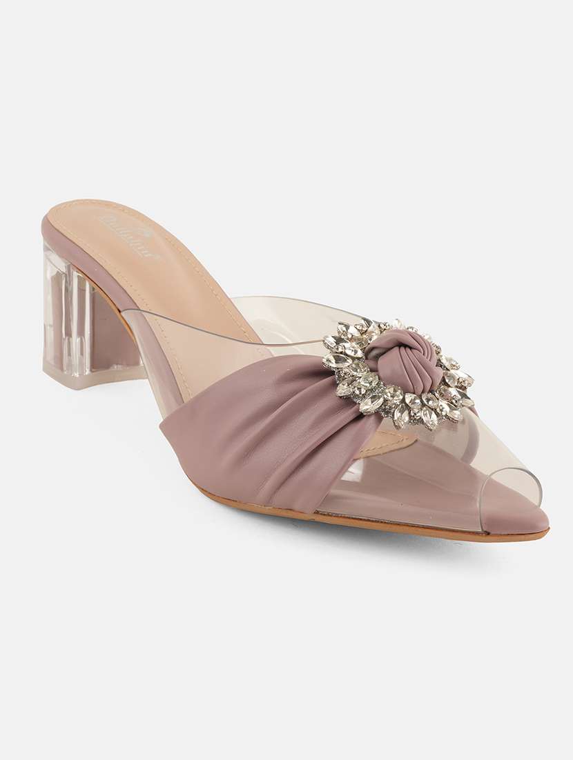 women mauve embellished slip on mule - 22072157 - Standard Image - 4