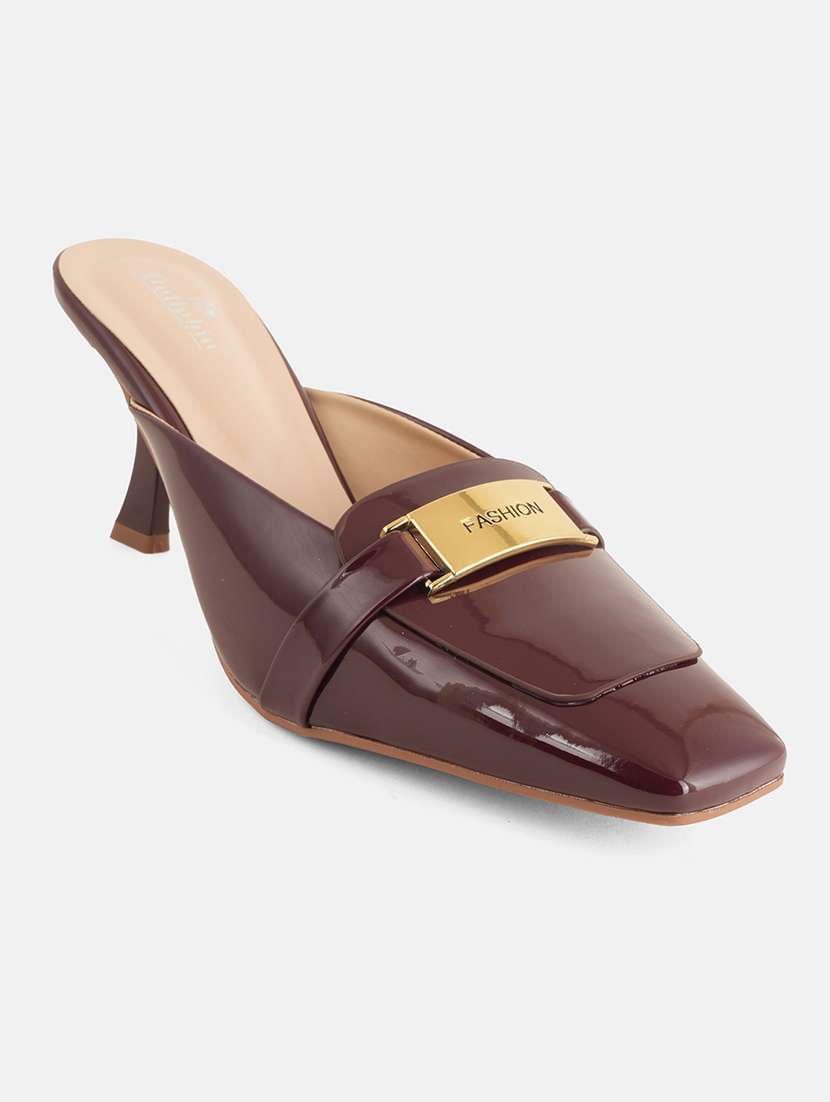 women maroon slip on mule - 22072158 - Standard Image - 4