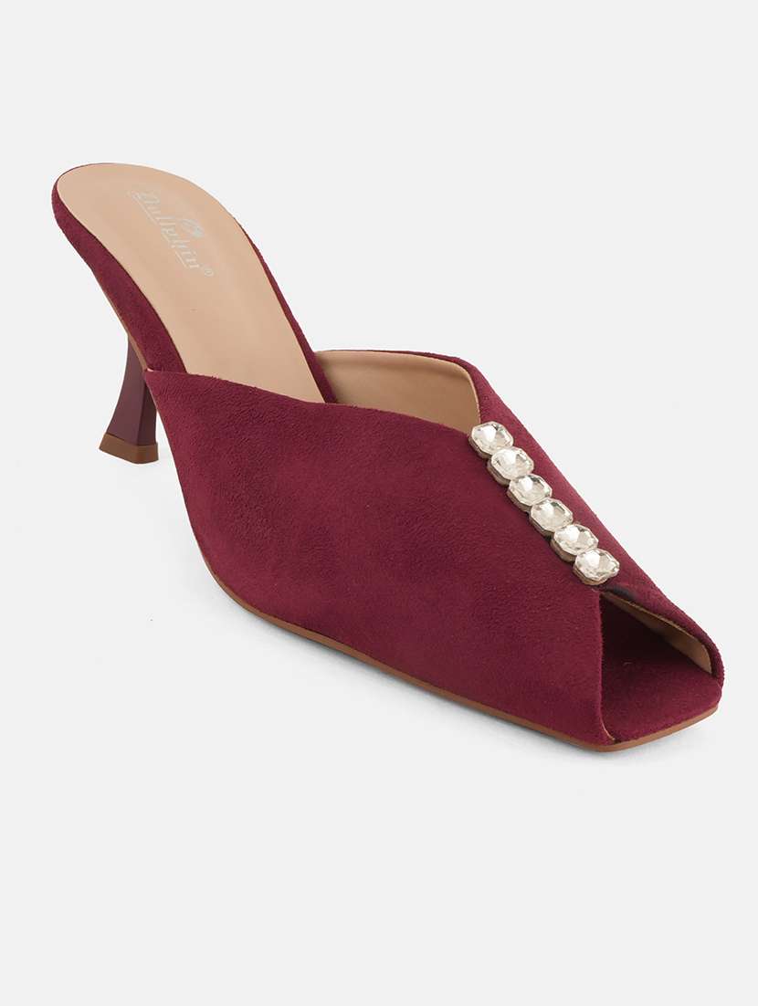 women maroon slip on mule - 22072161 - Standard Image - 4