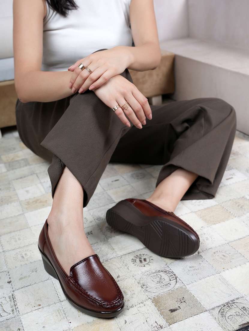 women brown slip on wedge - 22072172 - Standard Image - 1