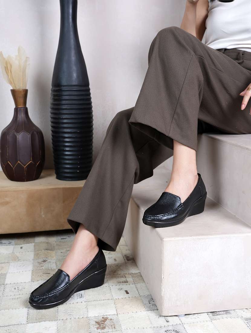 women black slip on platforms wedge - 22072173 - Standard Image - 1