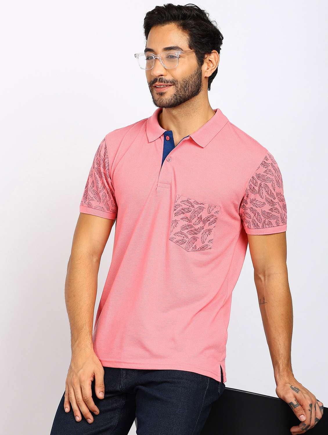 men placement print short sleeve regular fit polo t-shirt - 22072183 -  Standard Image - 1