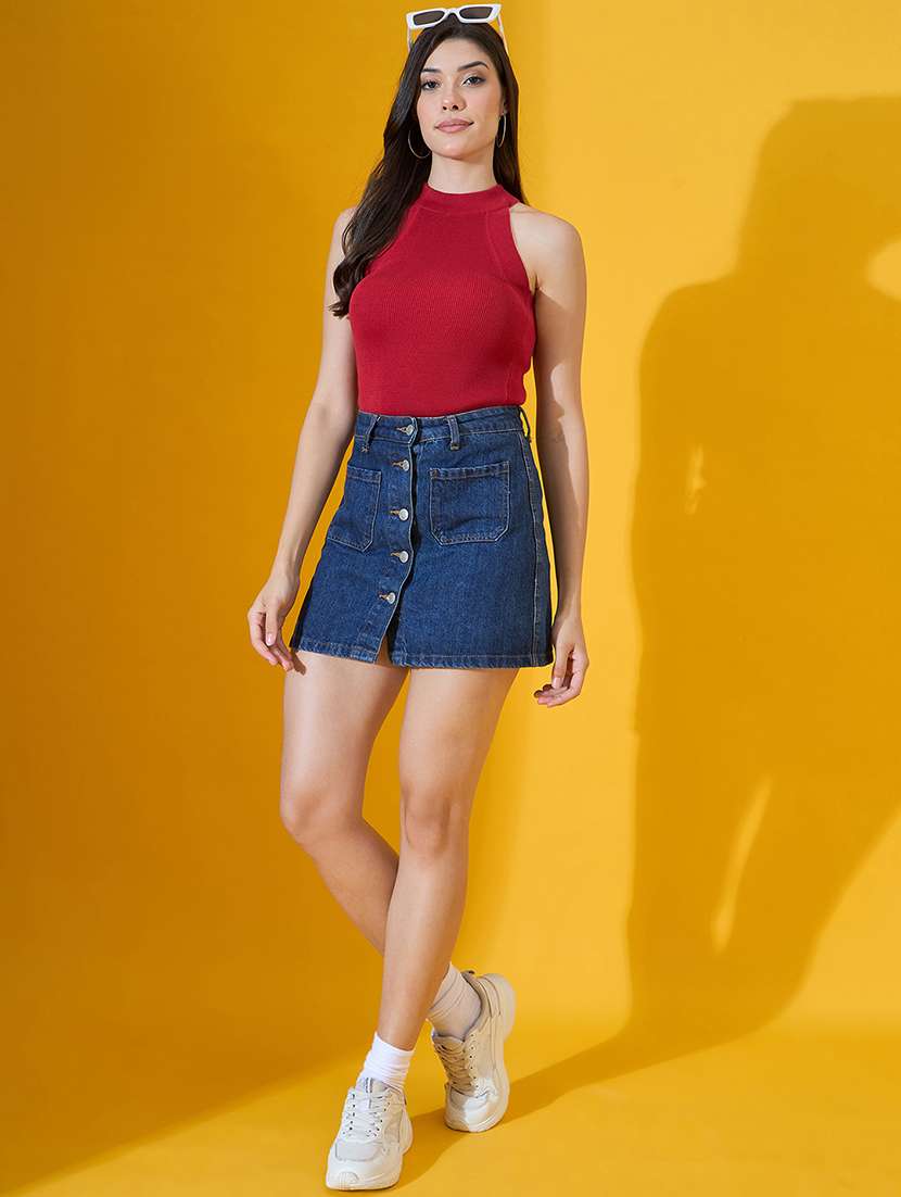 women solid halter neck sleeveless top - 22072196 - Standard Image - 4