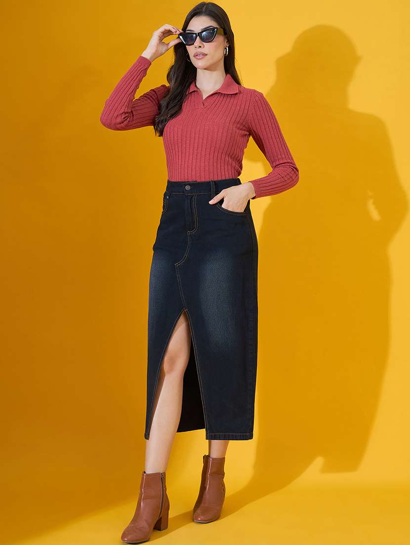 women solid long sleeve collared pullover - 22072203 -  Standard Image - 4