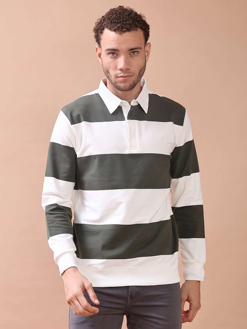 men striped long sleeve polo t-shirt - 22072255 -  Standard Image - 1