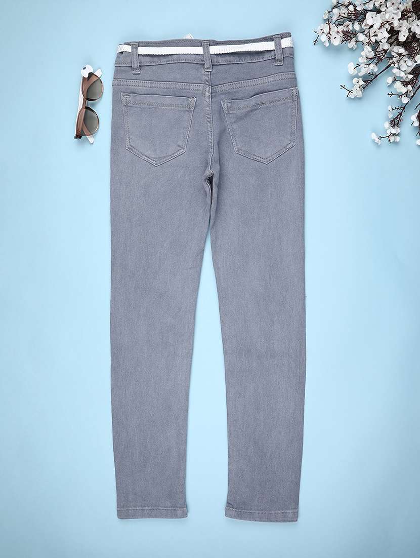 girls plain mid rise slim fit jeans - 22072266 -  Standard Image - 1