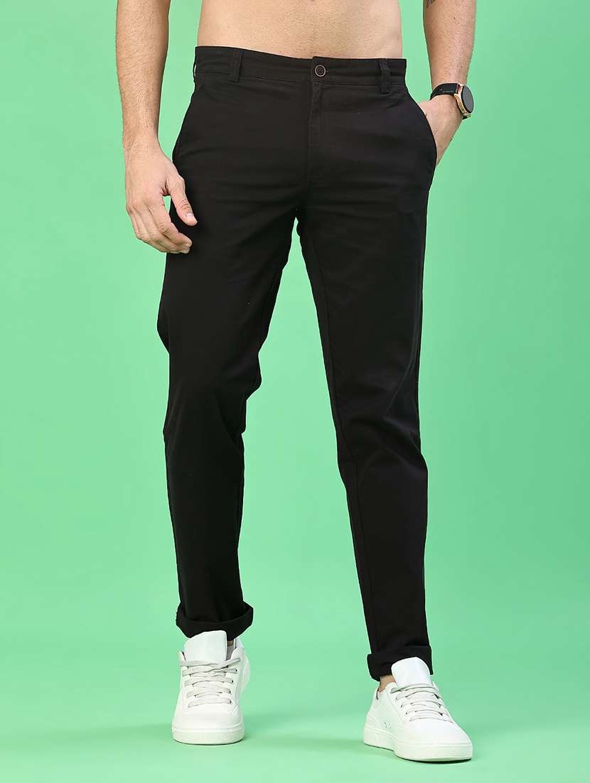 men solid mid rise chinos casual trouser - 22072311 -  Standard Image - 1