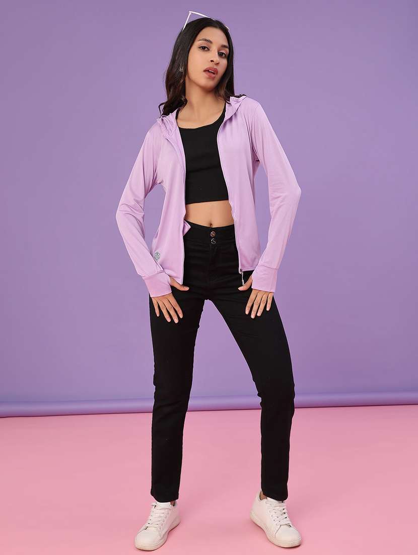 women solid long sleeve hooded acket - 22072365 -  Standard Image - 4