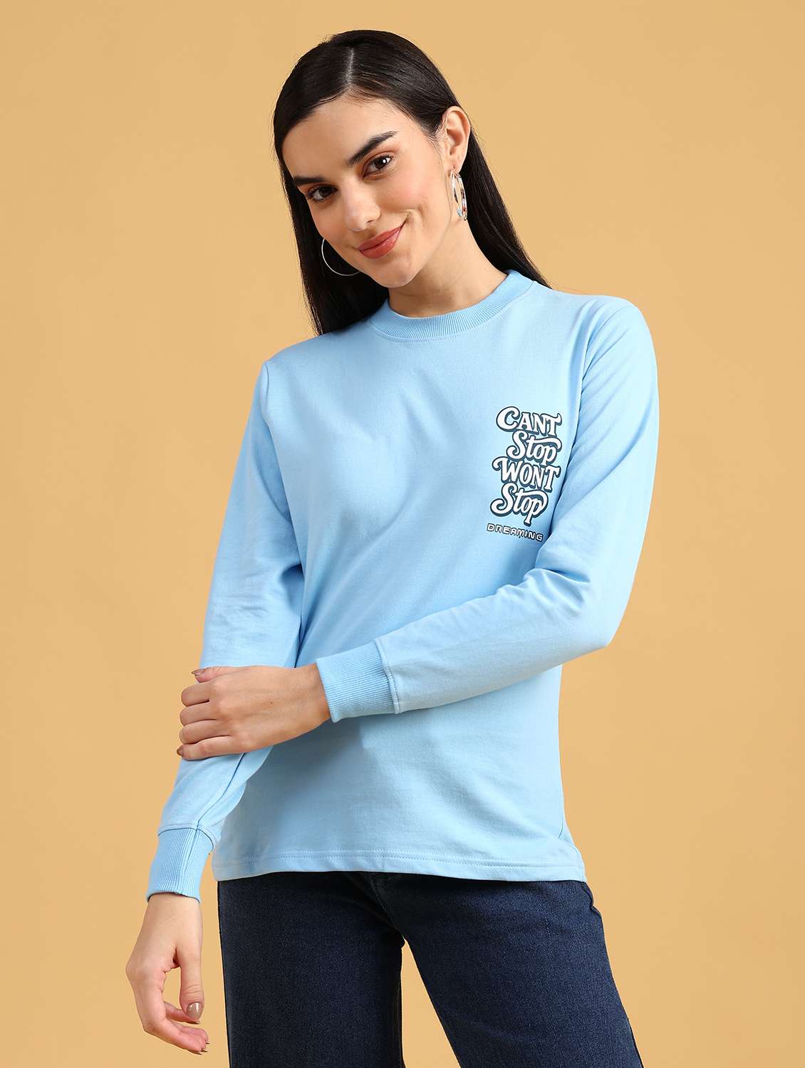women printed long sleeve sweatshirt - 22072373 -  Standard Image - 1