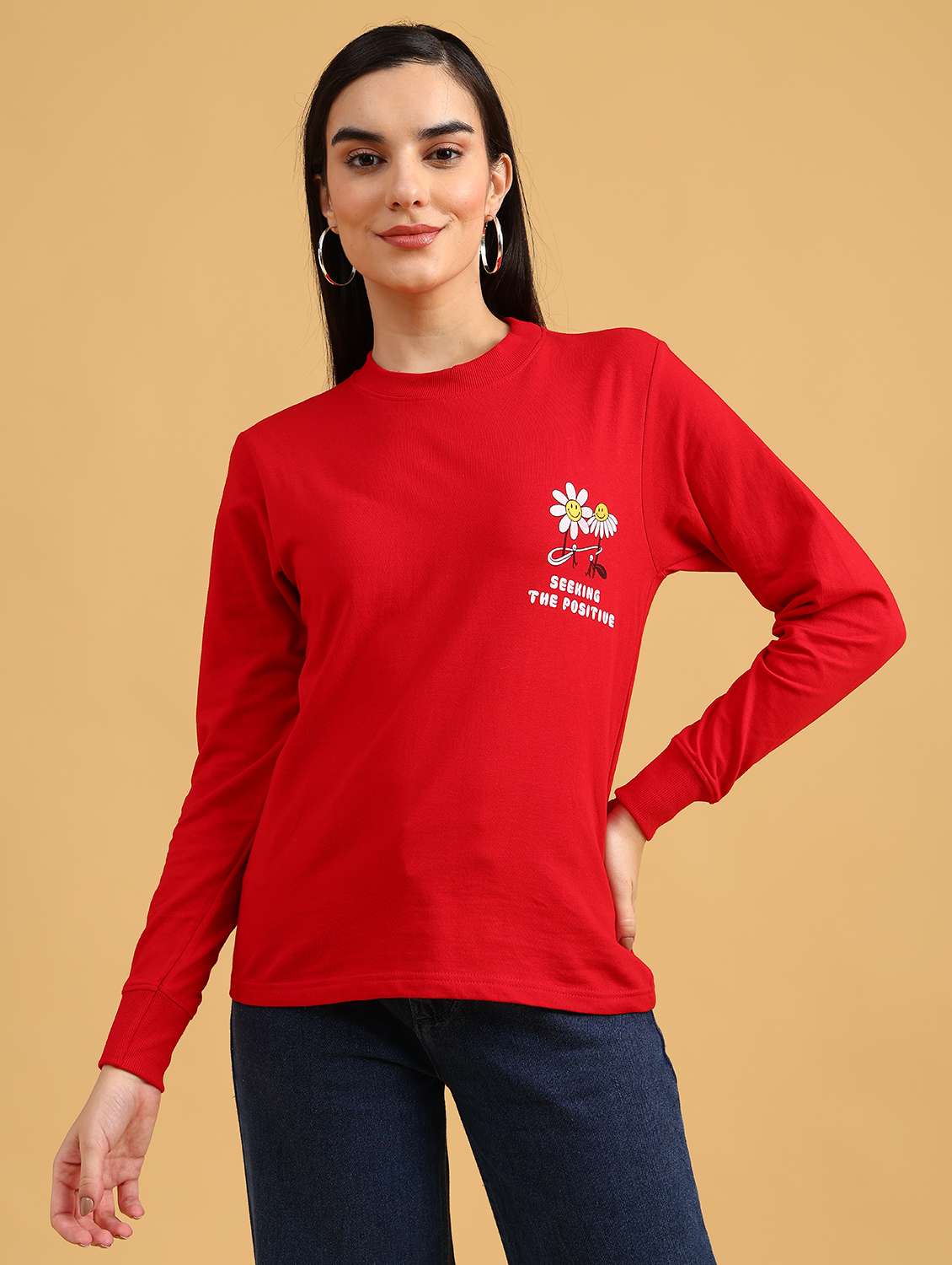 women printed long sleeve sweatshirt - 22072375 -  Standard Image - 1