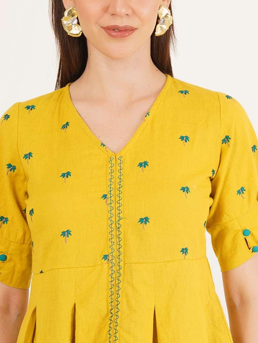 women embroidered puff sleeve a-line ethnic top - 22072469 -  Standard Image - 4