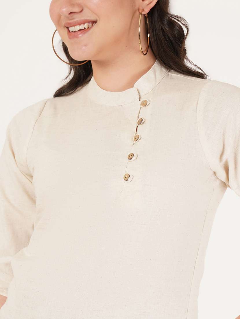 women solid three quarter sleeve regular top - 22072492 - Standard Image - 4
