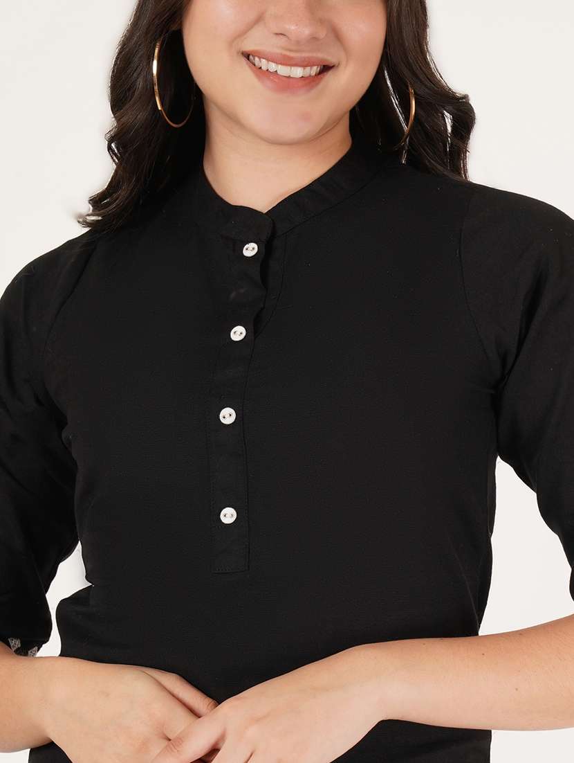 women solid three quarter sleeve regular top - 22072495 - Standard Image - 4