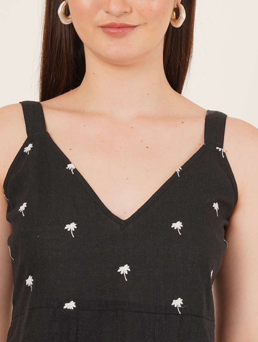 women embroidered shoulder strap peplum top - 22072499 - Standard Image - 4