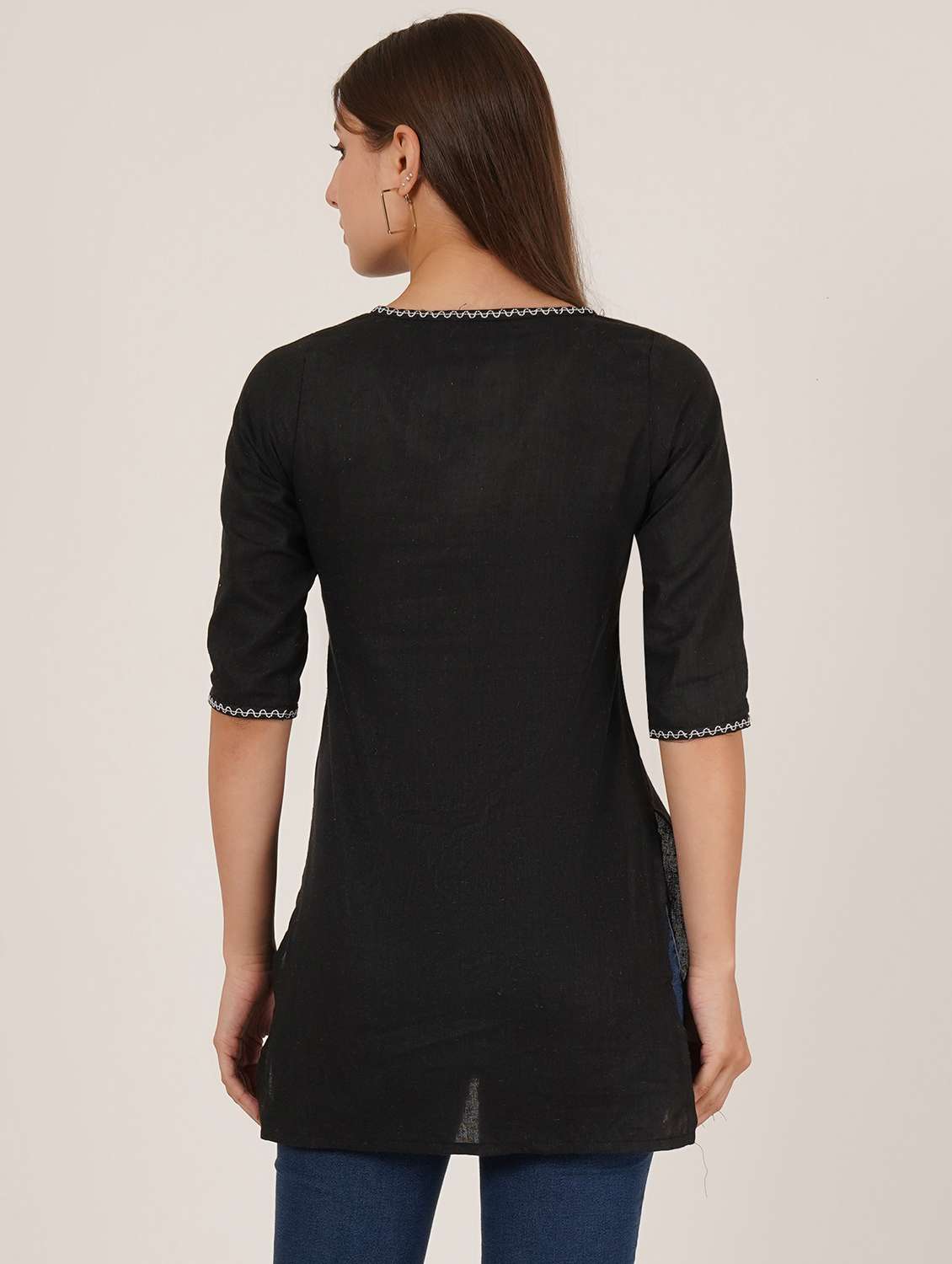 women embroidered three quarter sleeve angrakha kurti - 22072554 -  Standard Image - 1