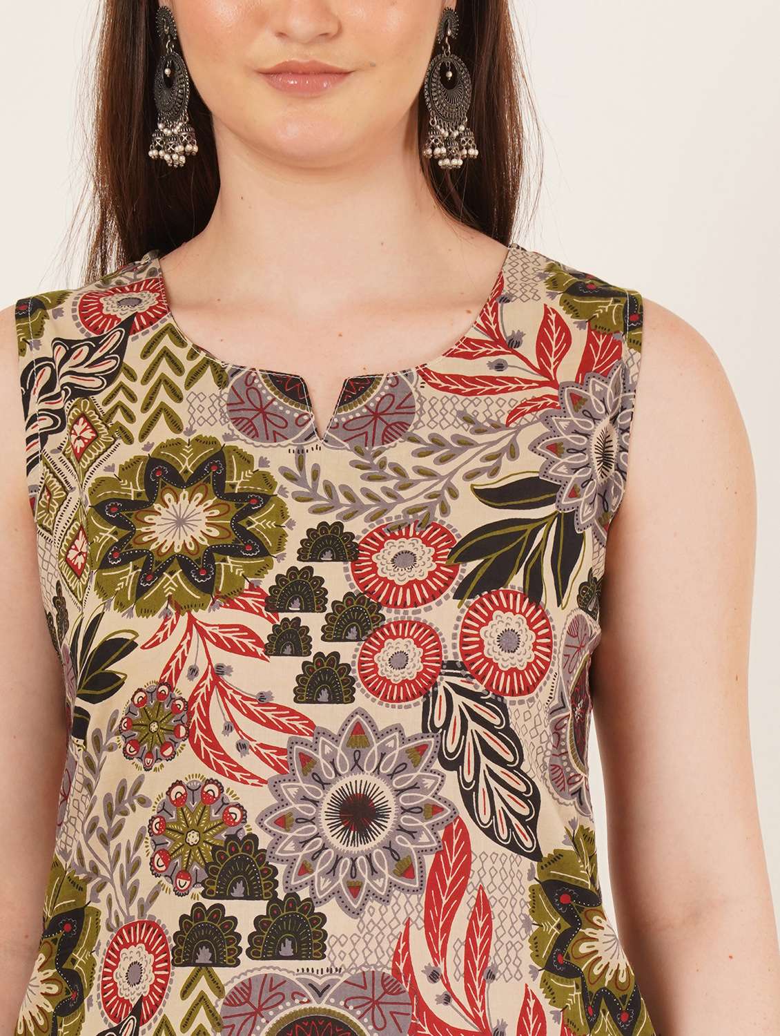 women printed sleeveless straight kurti - 22072586 -  Standard Image - 6