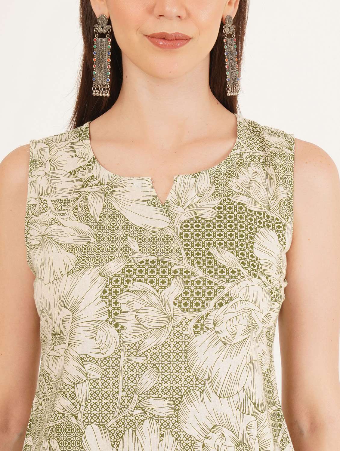 women floral printed sleeveless straight kurti - 22072594 -  Standard Image - 6