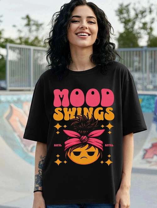 women printed round neck oversized t-shirt - 22072719 - Standard Image - 0