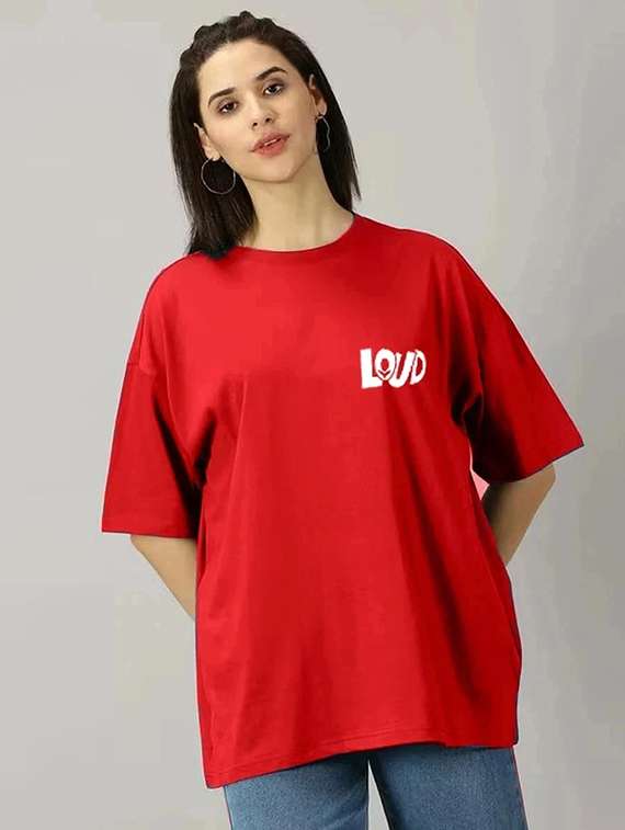 women printed round neck oversized t-shirt - 22072731 -  Standard Image - 1