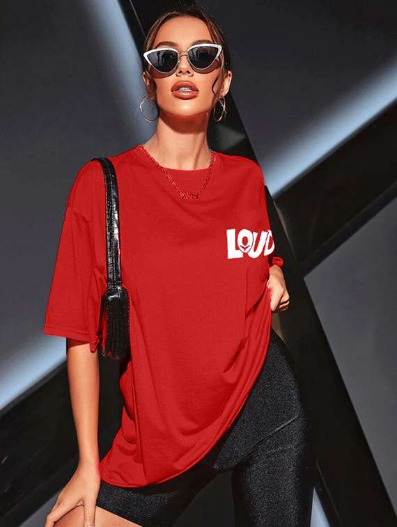 women back print round neck oversized t-shirt - 22072747 -  Zoom Image - 0
