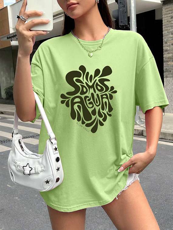 women printed short sleeves oversized t-shirt - 22072762 -  Standard Image - 1