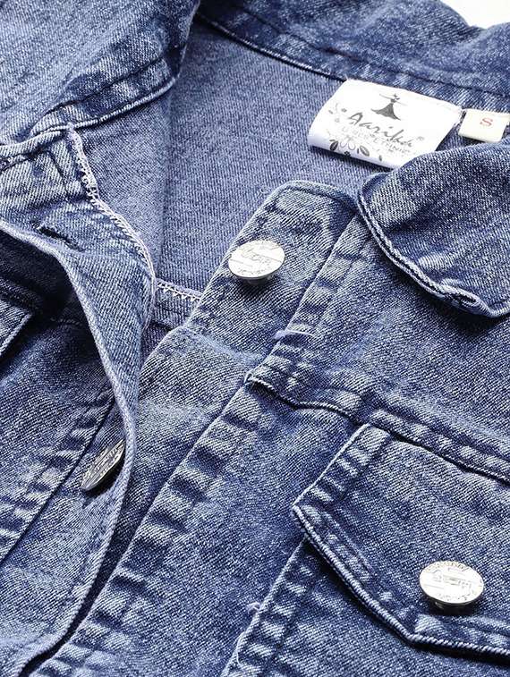 women solid long sleeve denim jacket - 22072824 -  Standard Image - 4