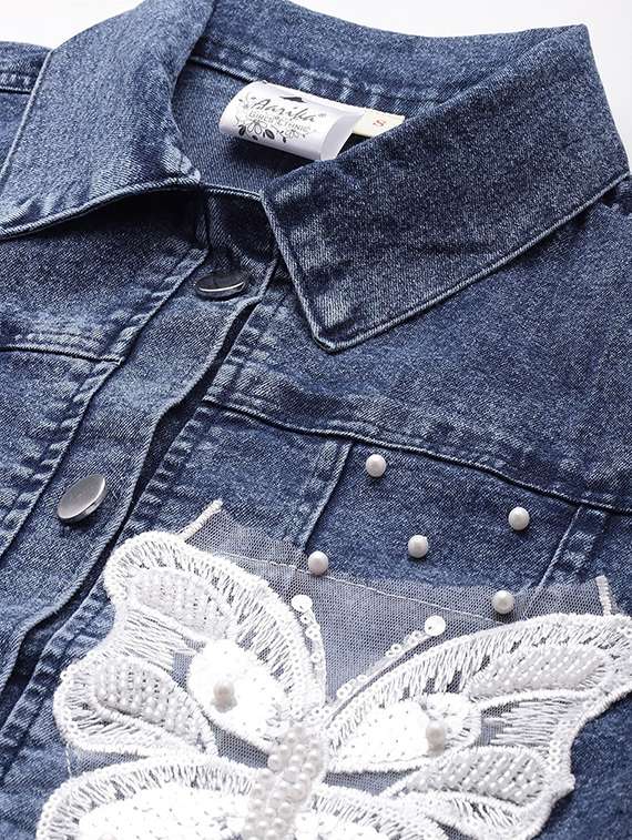 women solid with work long sleeve denim jacket - 22072828 -  Standard Image - 4