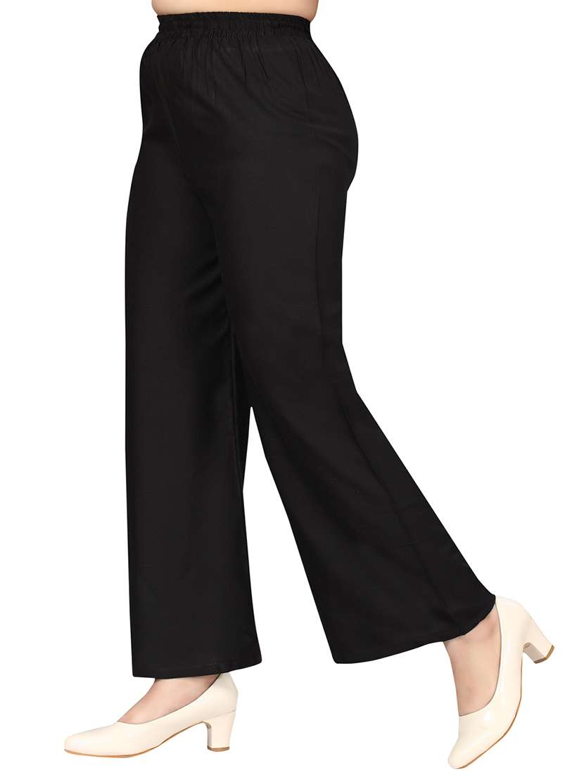 girls black solid mid rise flared palazzo - 22072832 -  Standard Image - 1