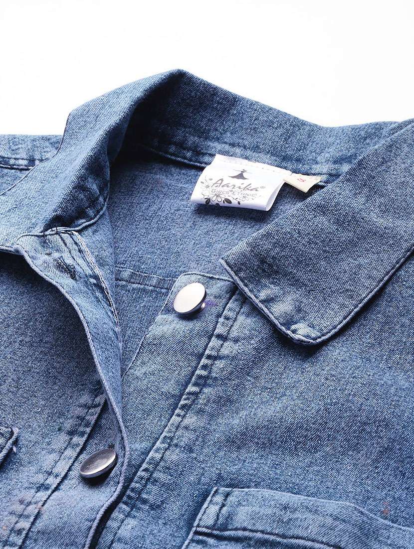women long sleeve collared denim jacket - 22072838 - Standard Image - 4