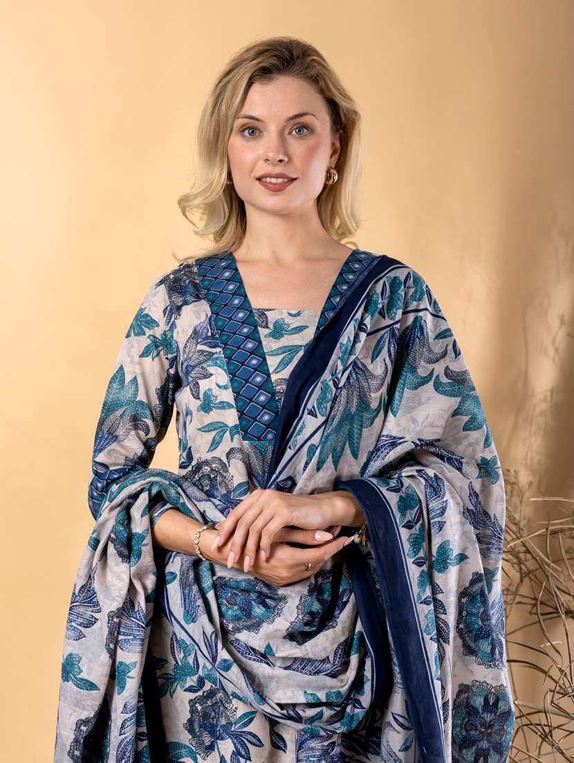 women floral printed three quarter sleeve kurta pant with dupatta set - 22072871 -  Standard Image - 4