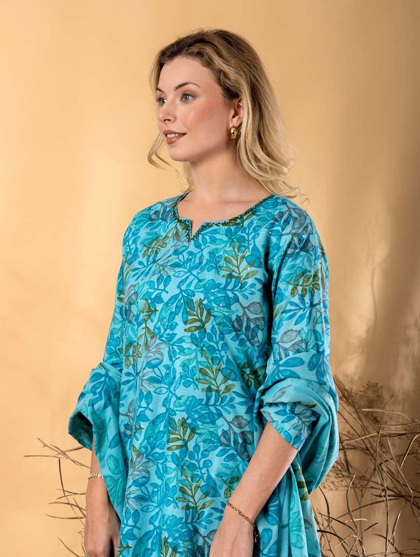 women printed three quarter sleeve kurta pant with dupatta set - 22072873 -  Standard Image - 4