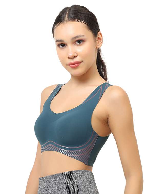 women solid lightly padded sports bra - 22072898 -  Standard Image - 1