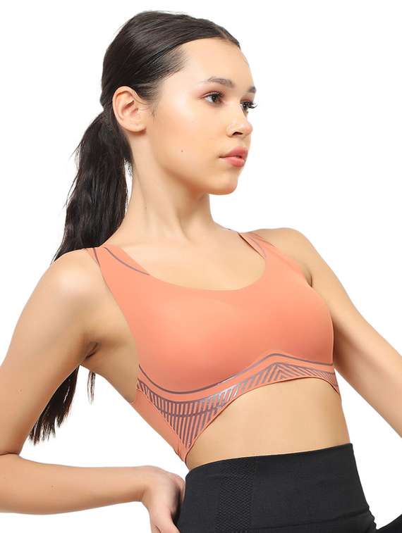 women solid lightly padded sports bra - 22072899 -  Standard Image - 1