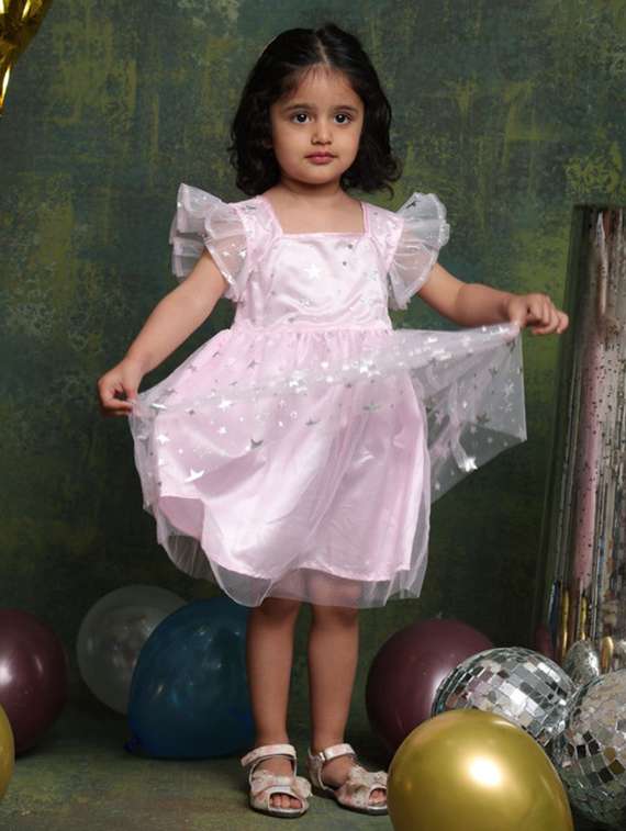 pink net aline dress - 22072912 - Standard Image - 1