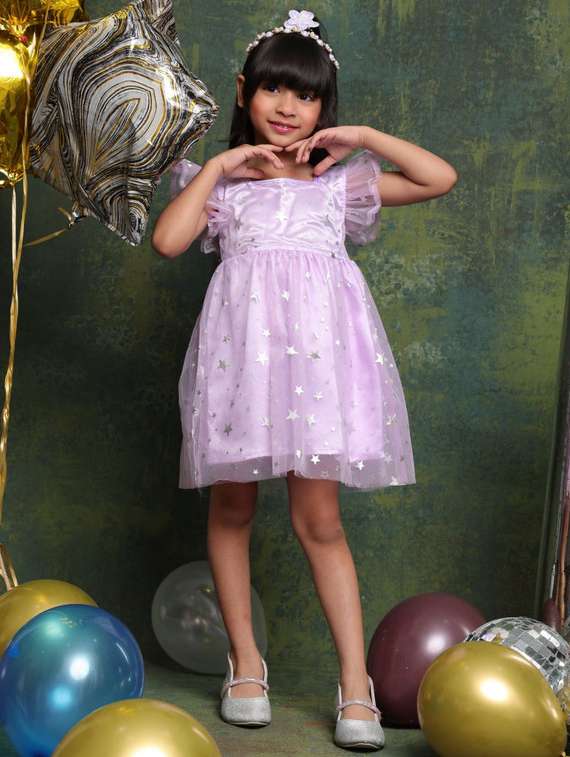 lavender net aline dress - 22072913 - Standard Image - 1