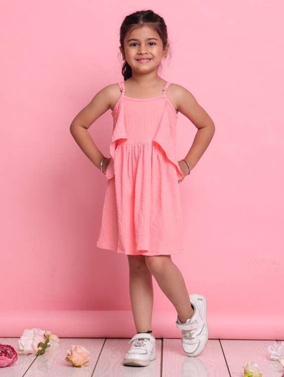 peach lycra aline dress - 22072914 - Standard Image - 1