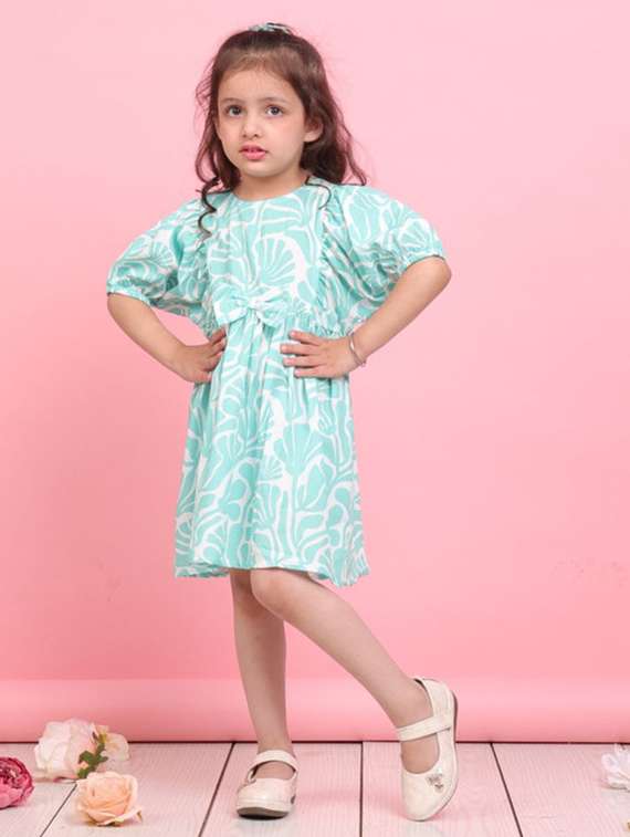 green lycra aline dress - 22072917 -  Standard Image - 1