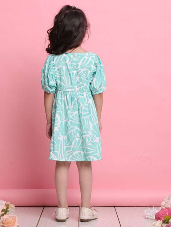 green lycra aline dress - 22072917 -  Standard Image - 4