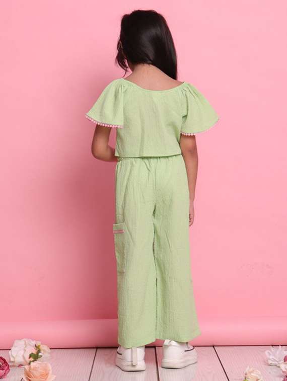 green polyester shirt & trouser set coord - 22072927 -  Standard Image - 4