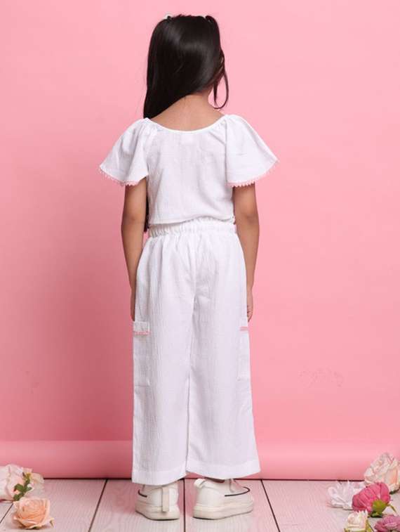 white polyester shirt & trouser set coords - 22072938 - Standard Image - 4