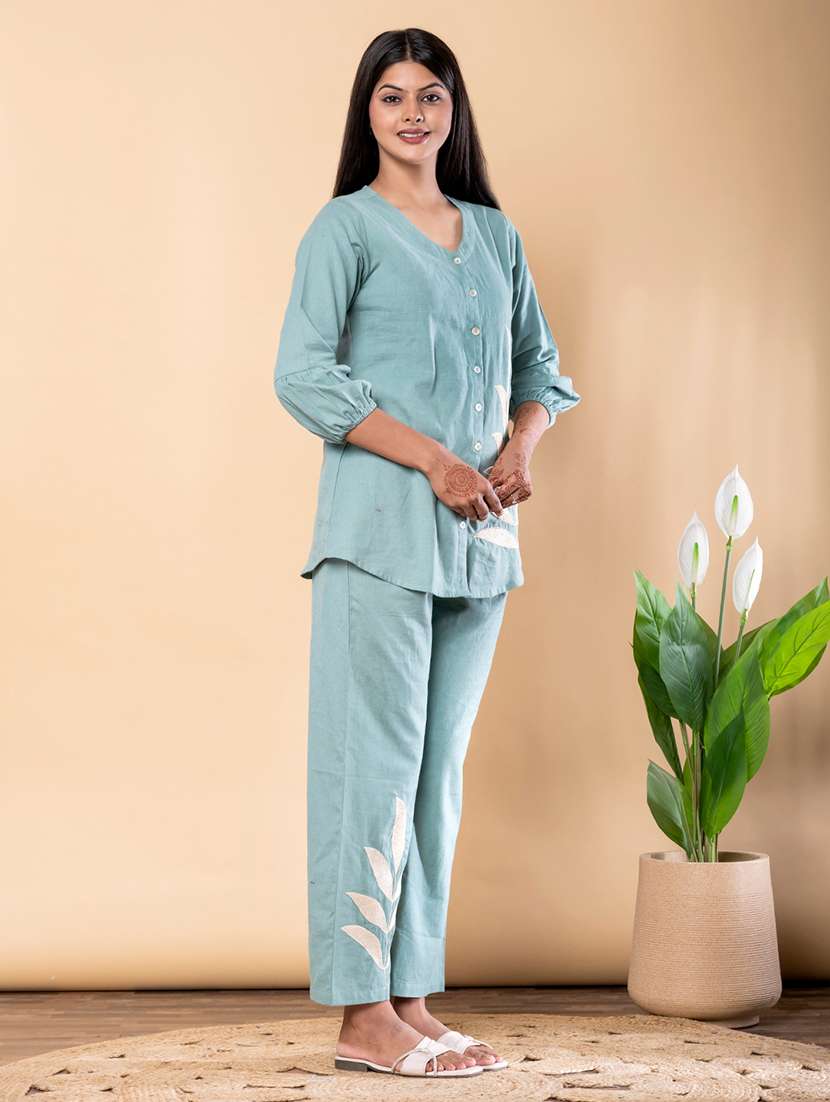 women three quarter sleeve ethnic co-ord set - 22072949 -  Standard Image - 1