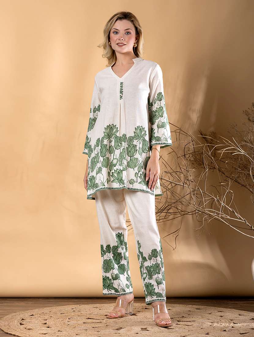 women three quarter sleeve ethnic co-ord set - 22072960 - Standard Image - 1