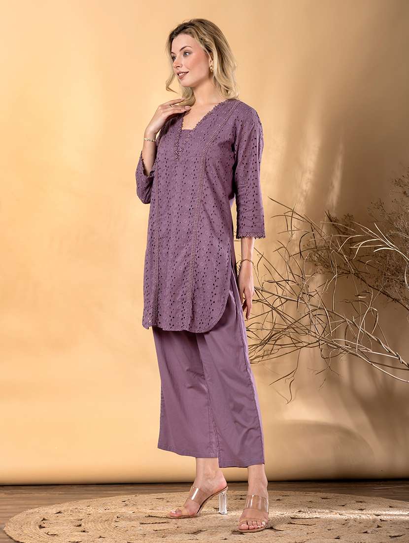 women three quarter sleeve ethnic co-ord set - 22072961 -  Standard Image - 1