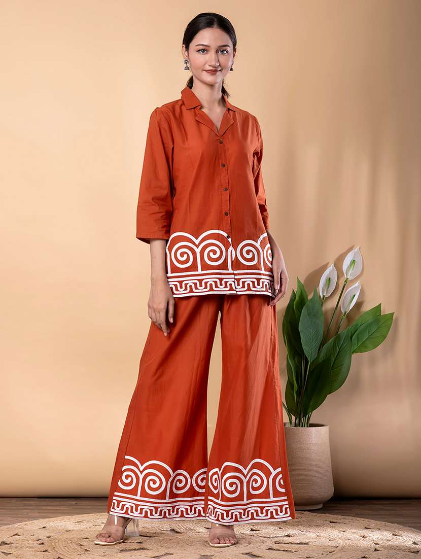 women three quarter sleeve ethnic co-ord set - 22072963 -  Standard Image - 1
