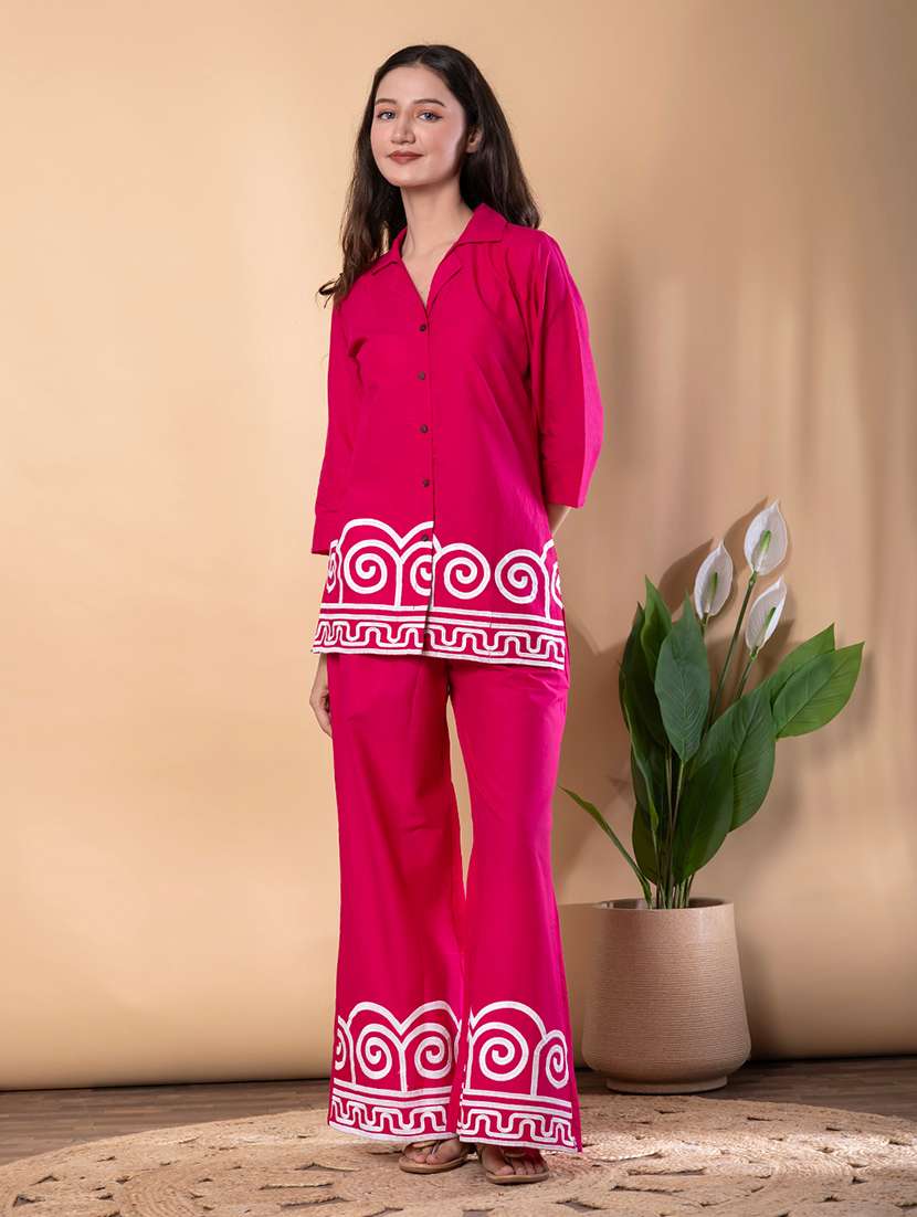 women three quarter sleeve ethnic co-ord set - 22072965 -  Standard Image - 1